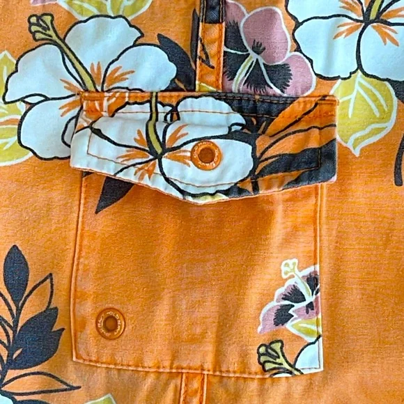 Old Navy Vintage Orange Tropical Print Ultra Low Waist Cargo Board Shorts -Sml - Picture 5 of 8